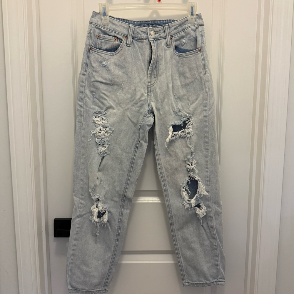 Wild Fable Light Blue Distressed High Rise Mom Jeans